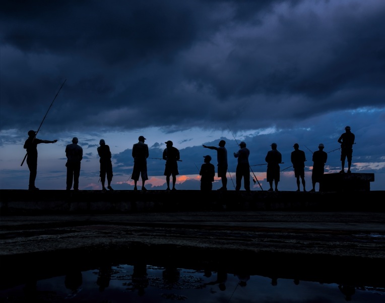 Fishermen Argument Havana Harbor